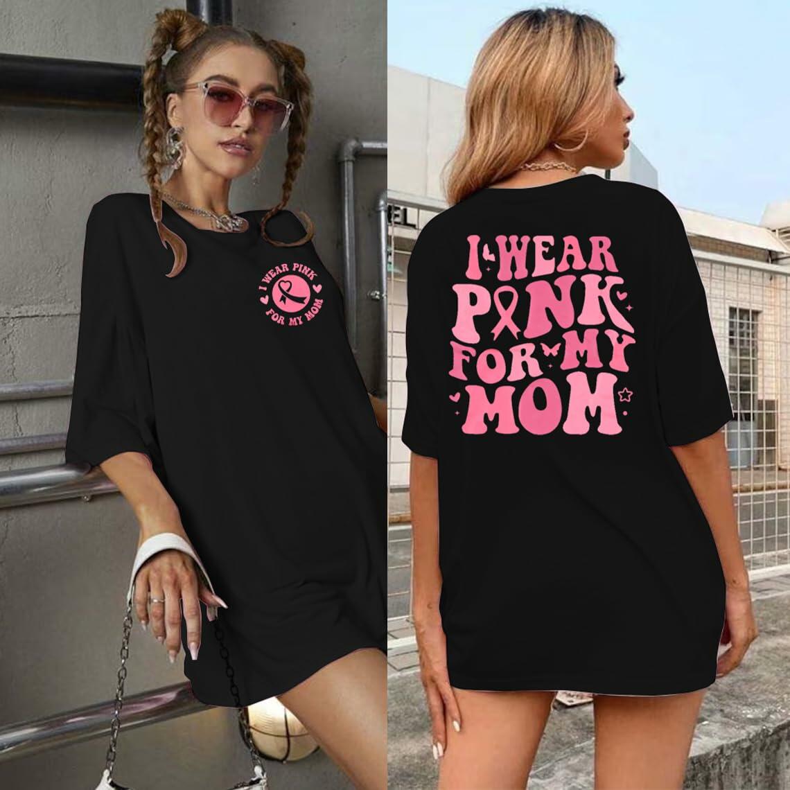 FASHGL Pink Ribbon Breast Cancer Awareness T-Shirt Women Pink Tee - Size S