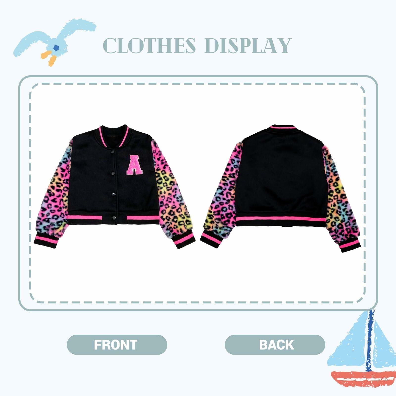 GMMDOMKID Kids Varsity Baseball Jacket Classic School Coat Boys Girls - Size 9