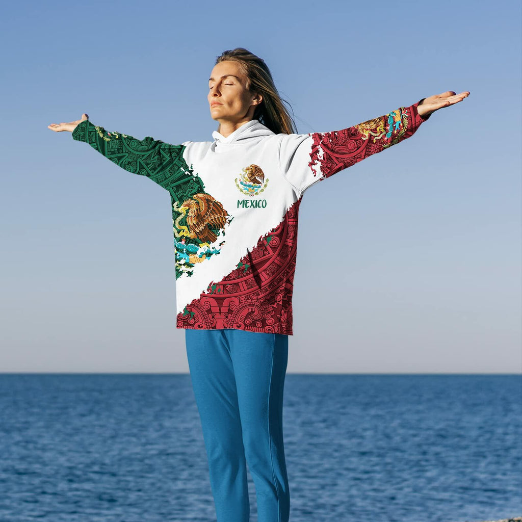 FAYBA Mexican Hoodie 3D Print Casual Pullover White 2XL Aztec Style