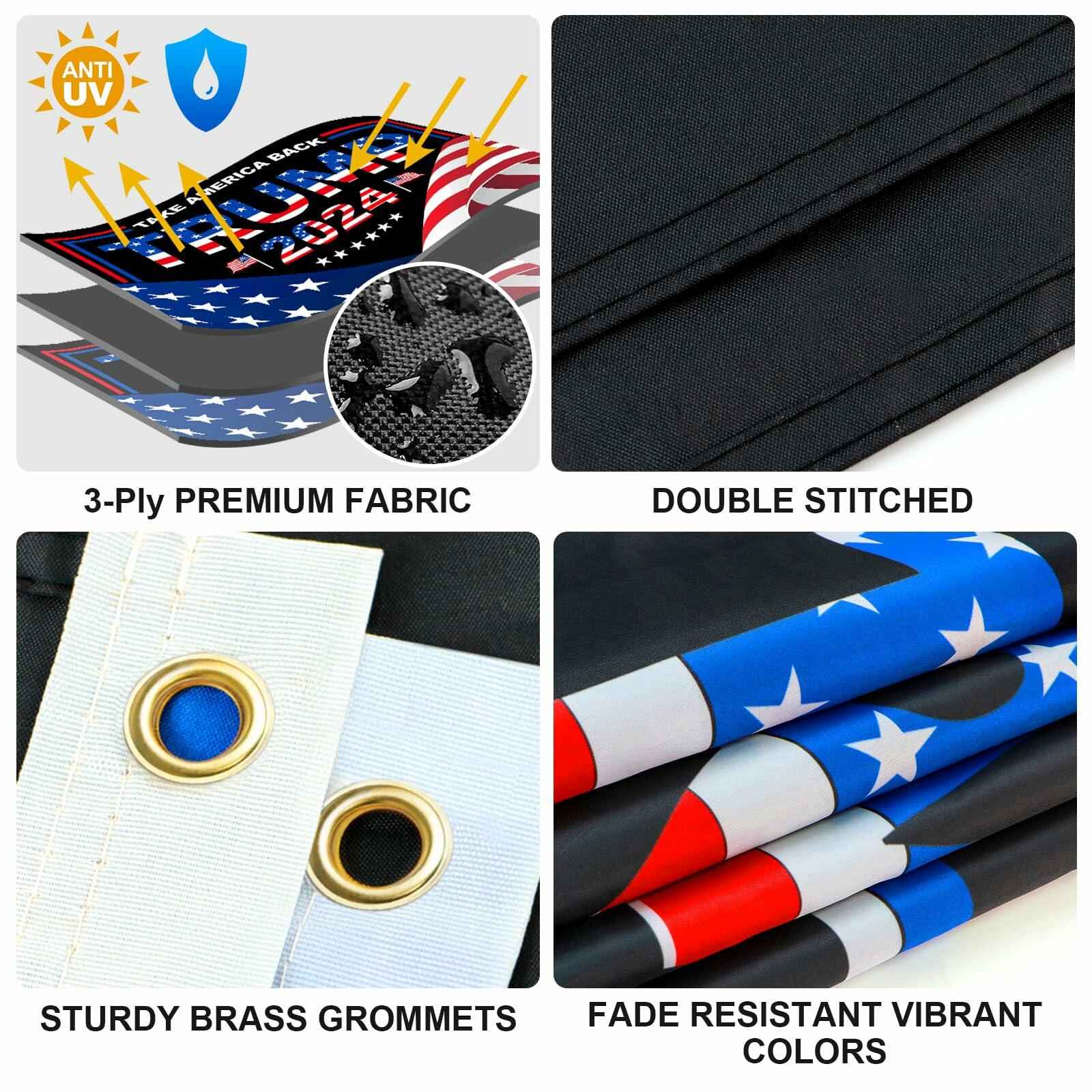 Trump 2024 Flag 3x5 FT Double Sided UV Resistant Banner with 2 Brass Grommets