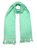 Elu Pashmina Shawl Large Flower Textured Sea Green Soft Wrap 78x28