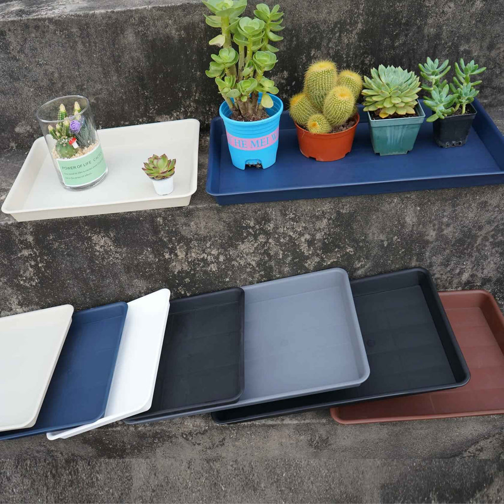 VUWEZ Plant Saucer Tray 11x9in, Heavy Sturdy Plastic Drainage Tray, 1 Pack