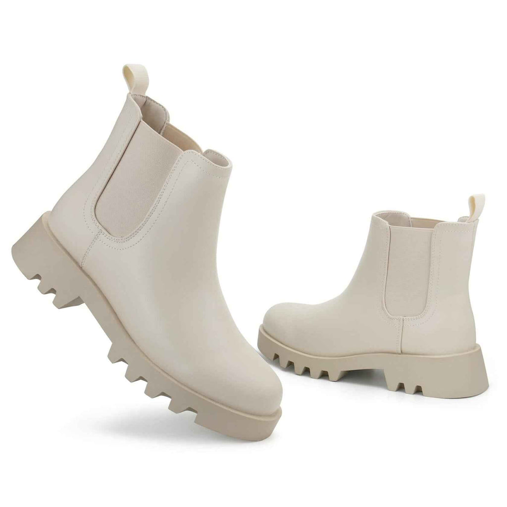 firelli Women Chelsea Ankle Booties Comfortable Boots Ivory Size 10