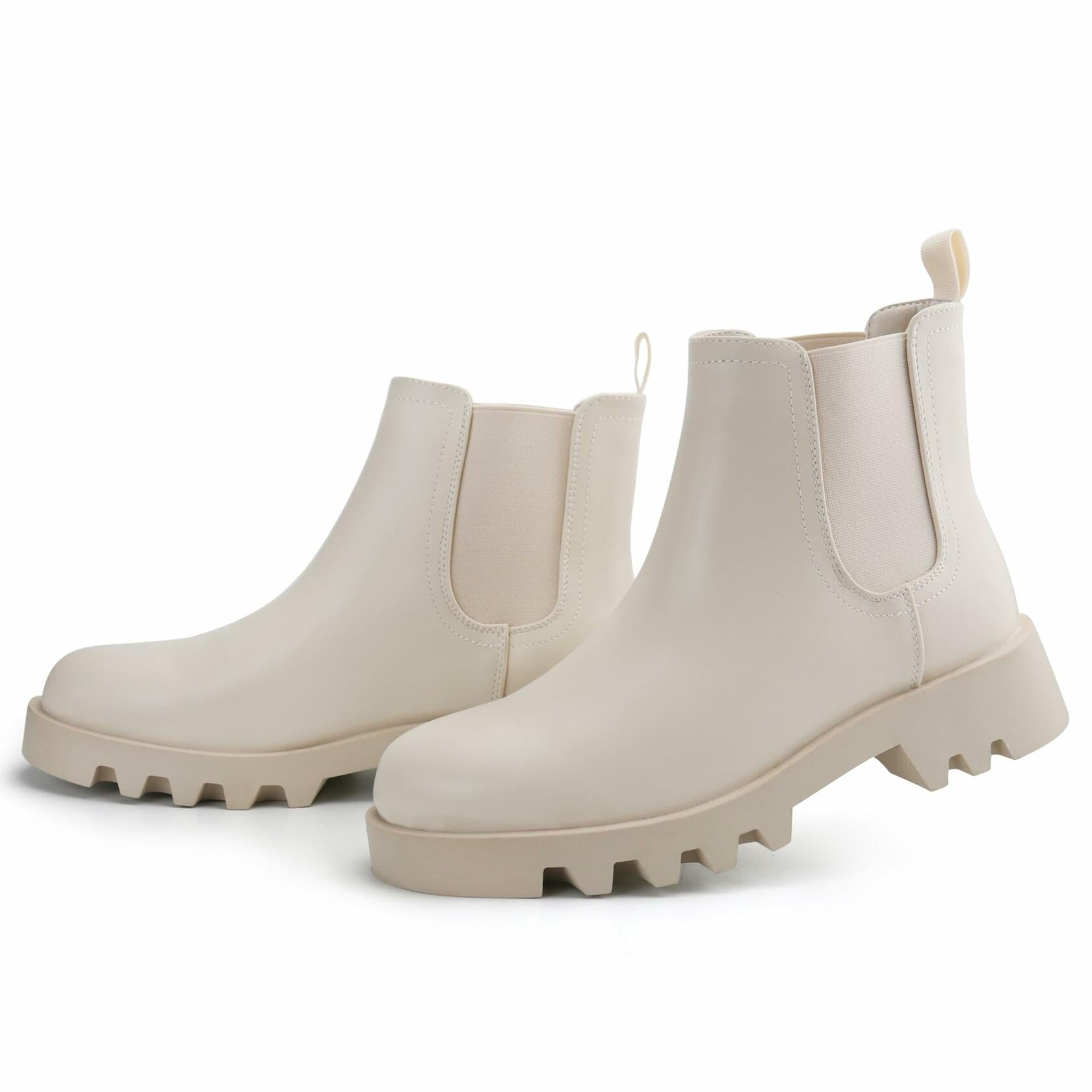 firelli Women Chelsea Ankle Booties Comfortable Boots Ivory Size 10