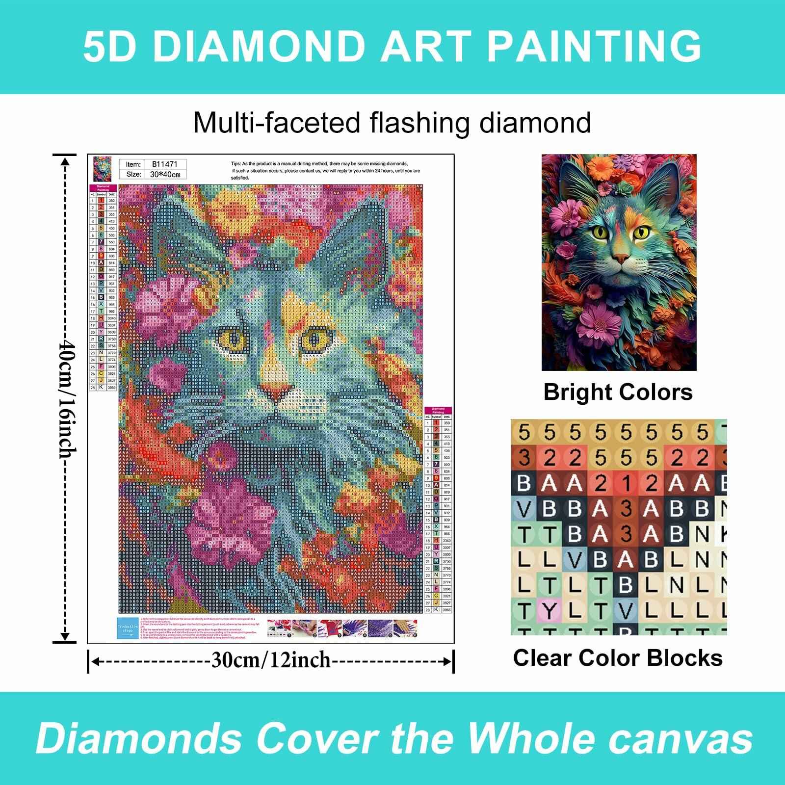Camocin Cat Diamond Painting Kit DP-05 12x16in Full Drill 5D Crystal Art