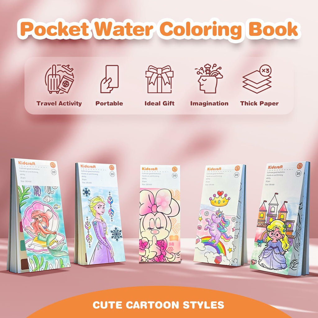Paint with Water Mermaid Coloring Book Kit Travel Toy Mess Free for Kids