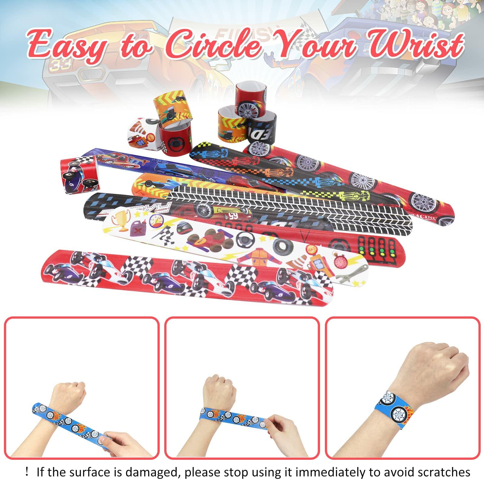 Acehome 48 PCS Kids Slap Bands Wristbands Bulk Vinyl Rolls Car