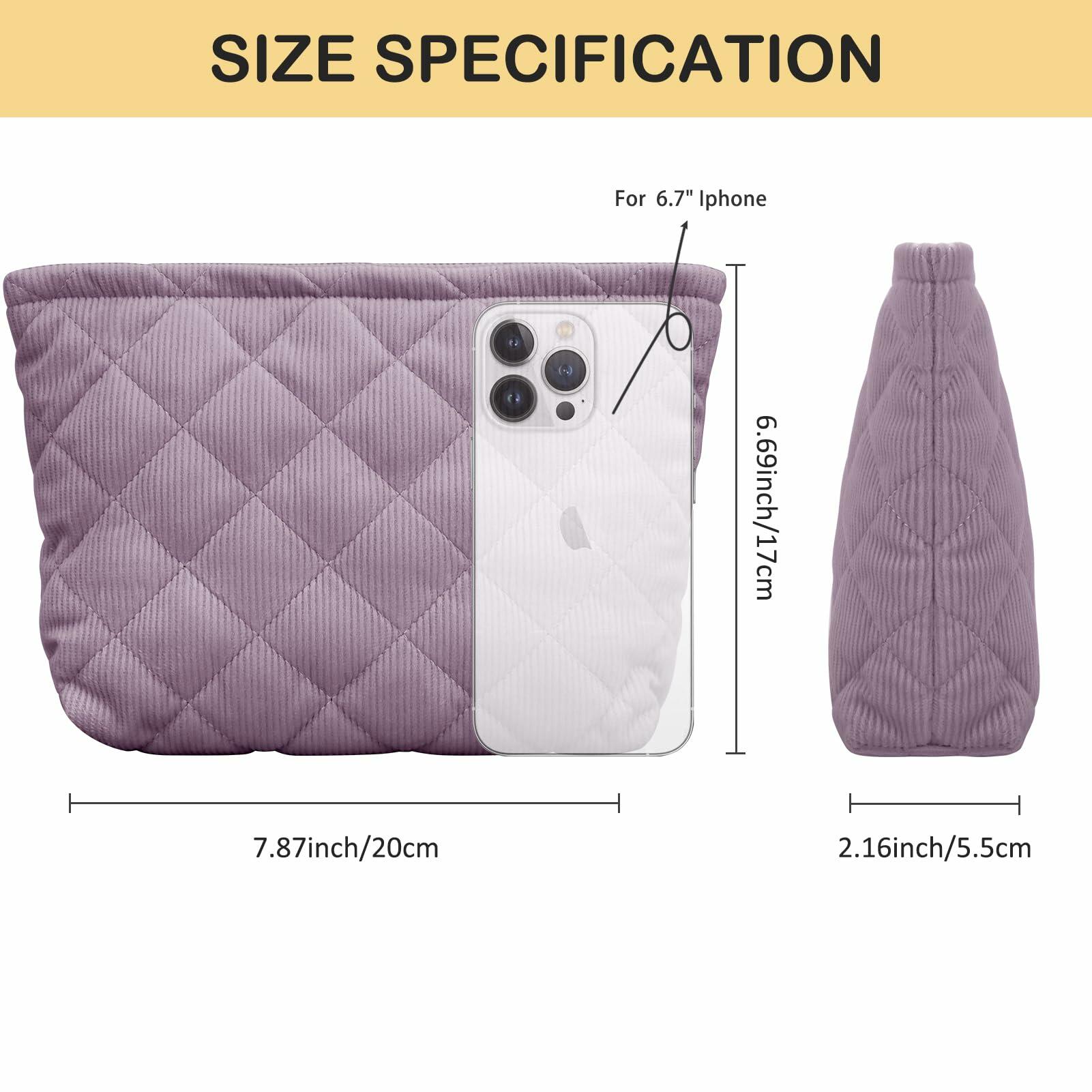 E-Tree Makeup Organizer Bag Soft-sided Zippered Pouch Purple