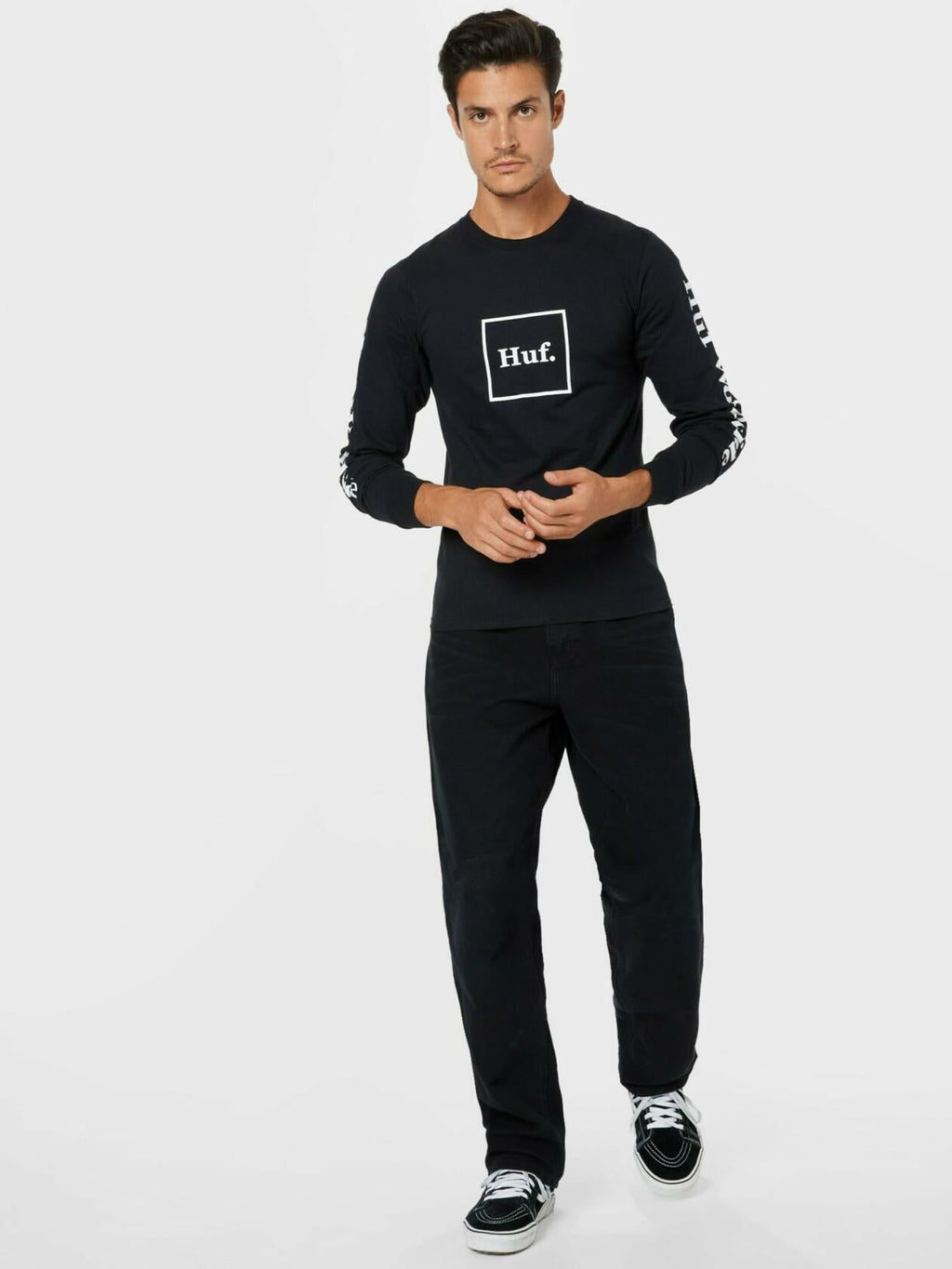 HUF Mens Domestic LS Tee T-Shirt Black Size Small US