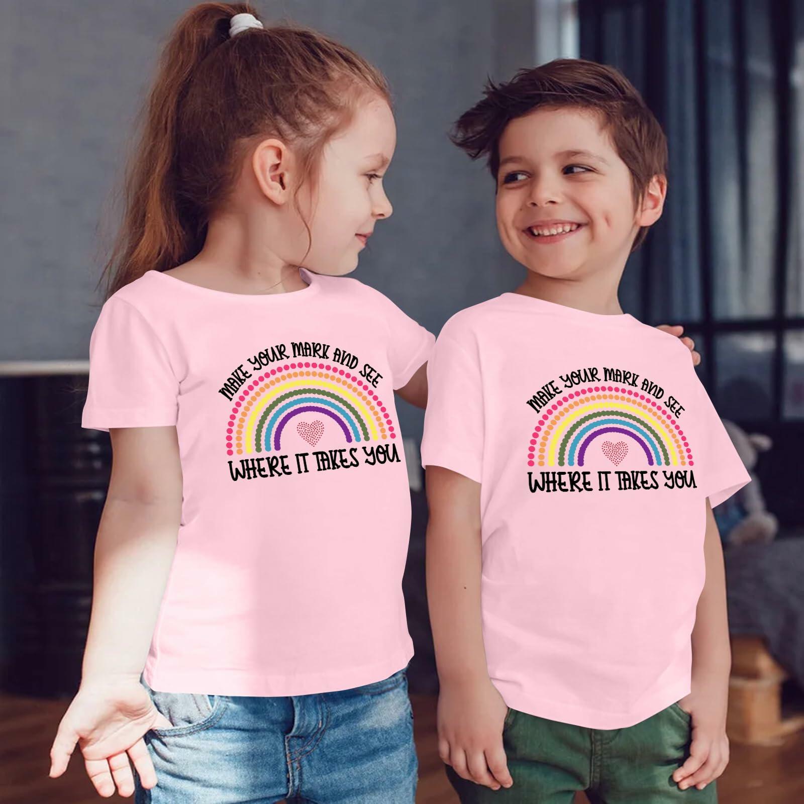 CAZYCHILD Dot Day Kids T-Shirt Rainbow Toddler Size Colorful - Size 5T