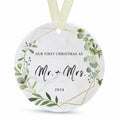 First Christmas as Mr and Mrs Ornament 2024 Ceramic Hanging 2.9"