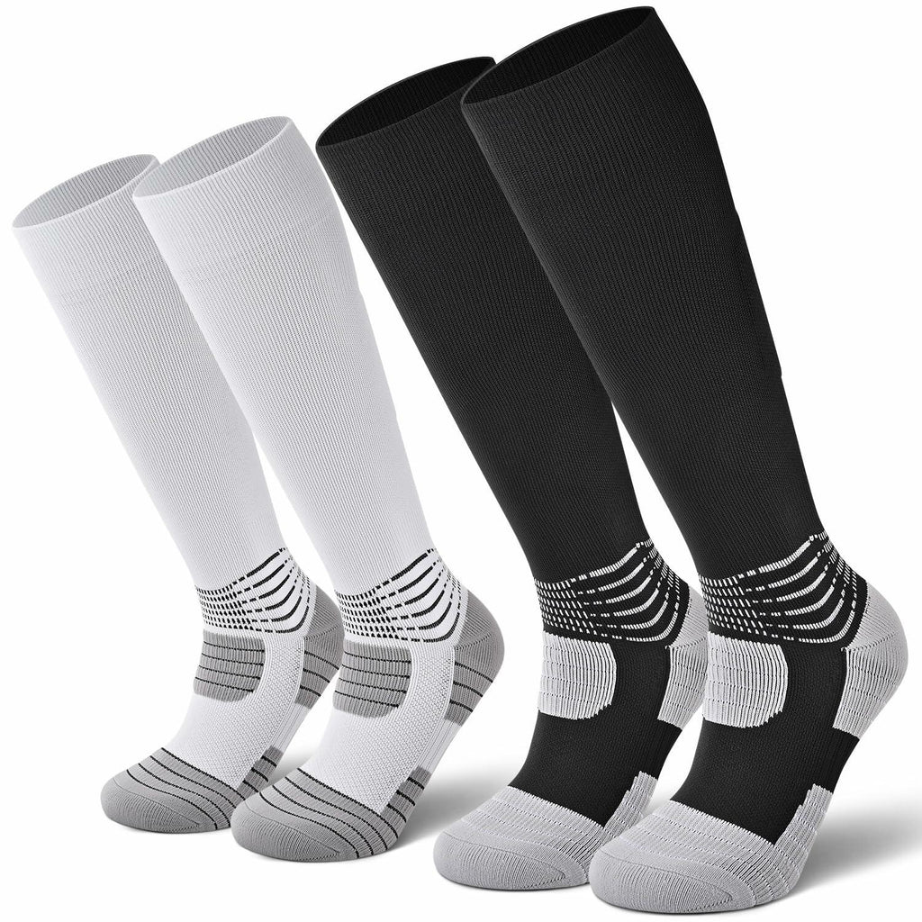 IRAMY Compressive Soccer Socks Youth Ankle Support Coolmax Wicking 2 Pack - M