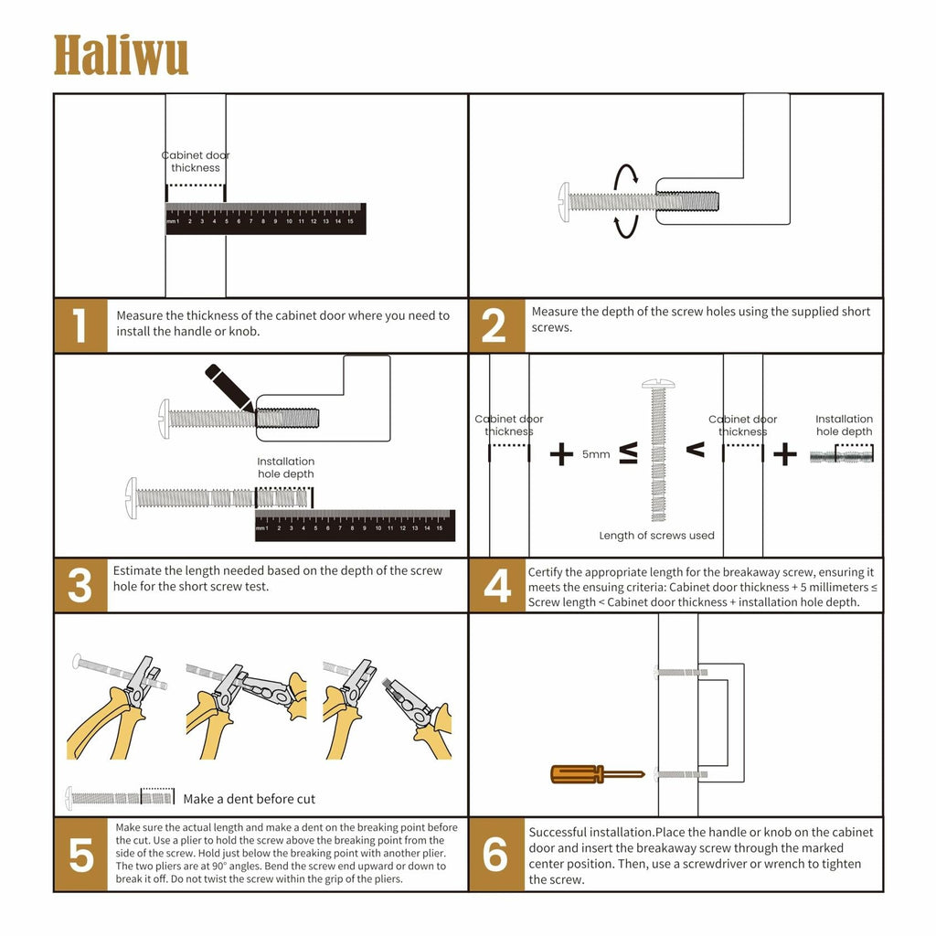 Haliwu 6 Pack Brushed Satin Nickel Cabinet Handles 3-3/4 Inch Hole Center