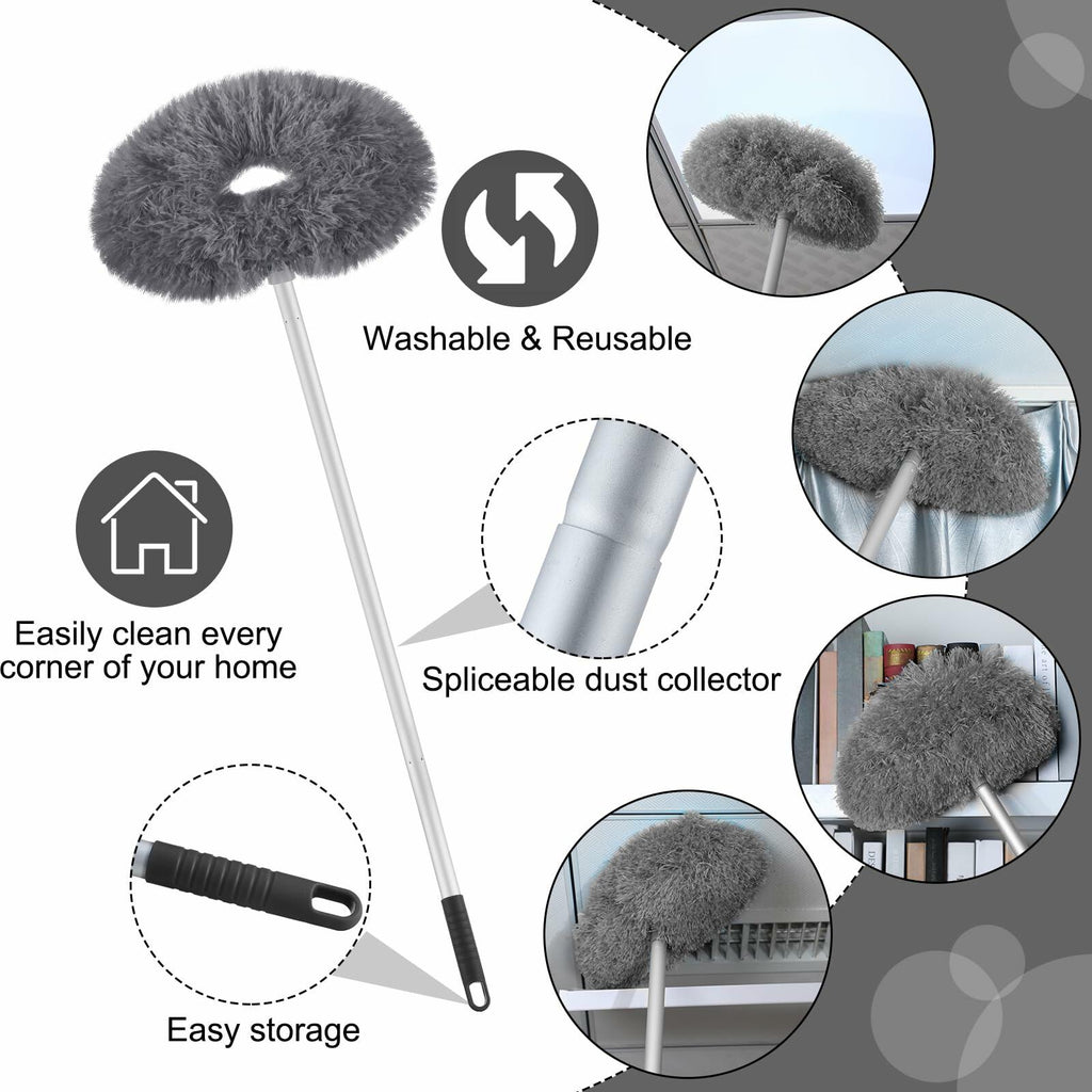 Hoolerry Ceiling Fan Cleaner Duster Microfiber Extendable Pole 13-49.7in Gray