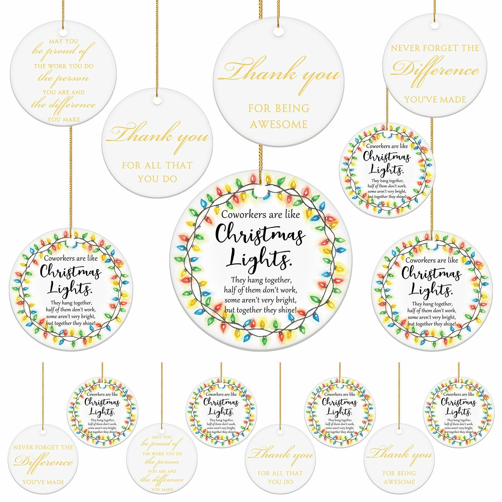 Layhit Ceramic Christmas Employee Appreciation Ornaments 16 Pcs Xmas Decor