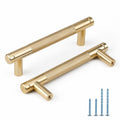 Amerdeco 10 Pack Brushed Brass Knurled Cabinet Pulls 6-1/4 Inch