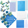 Knitgrip Graduation Cap Decoration Kit 98 Pc Blue Faux Flowers Butterfly