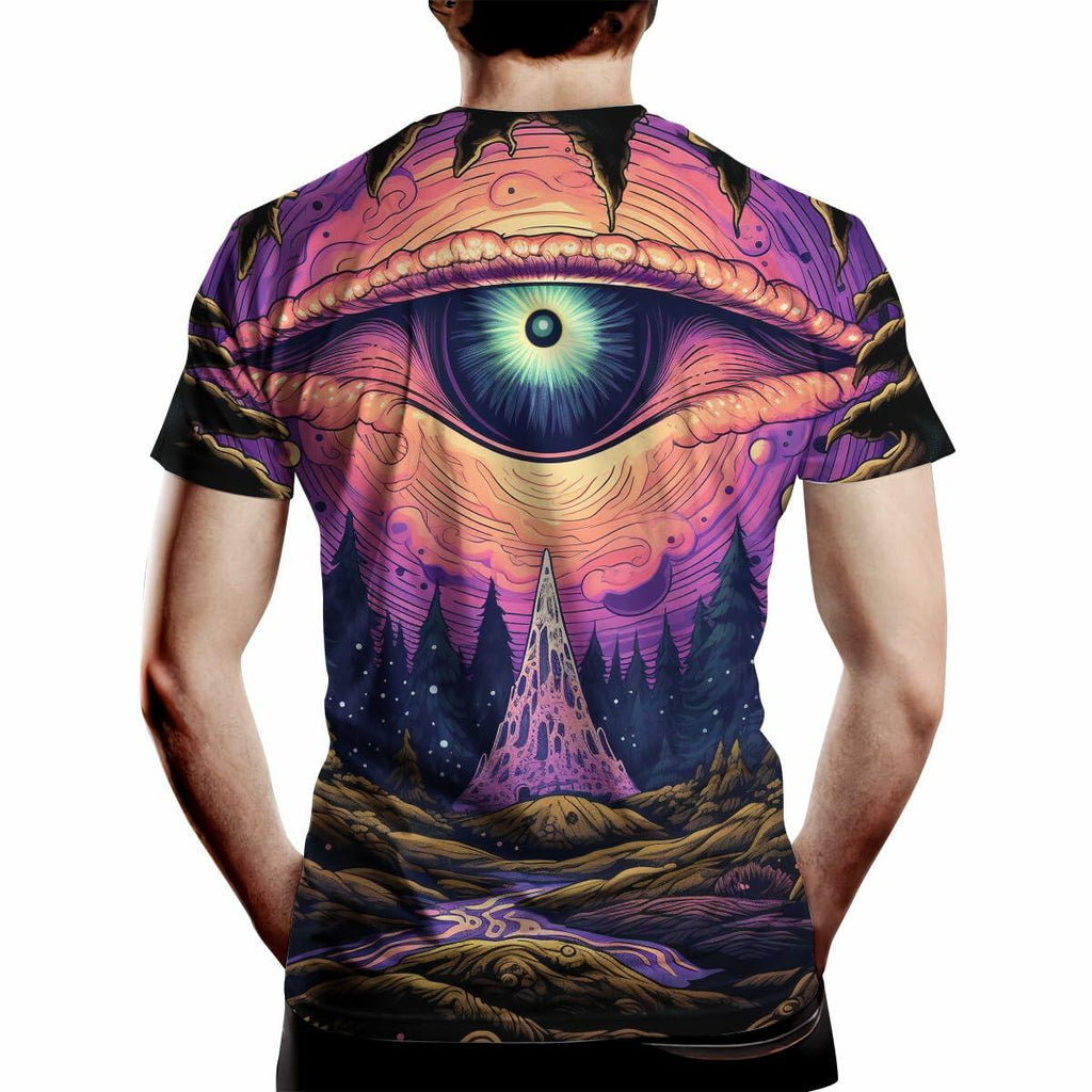 Girren Men's Psychedelic Eyes Graphic T-Shirt Black 2XL Size 2XL