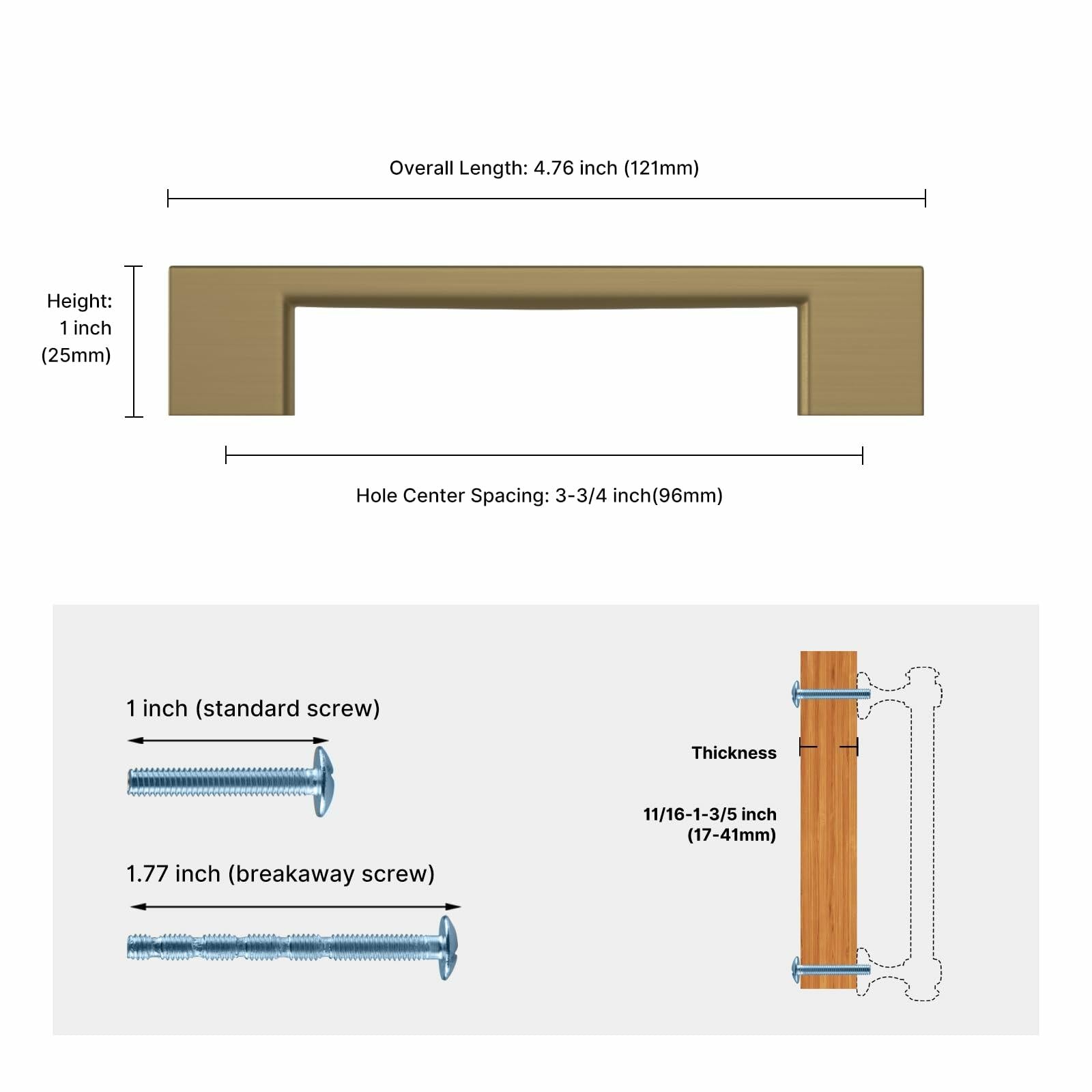 Haliwu 6 Pack Cabinet Handles 3-3/4 Inch Hole Center Champagne Bronze