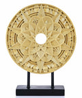 Geometric Mandala Sculpture Black Gold Round Art Decor for Shelf Table Office