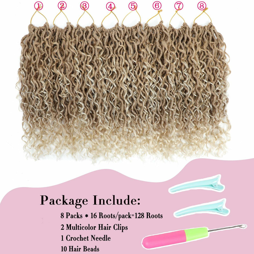 Goddess Locs Crochet Hair 12 Inch 8 Packs River Faux Locs 27/613# Size 12in