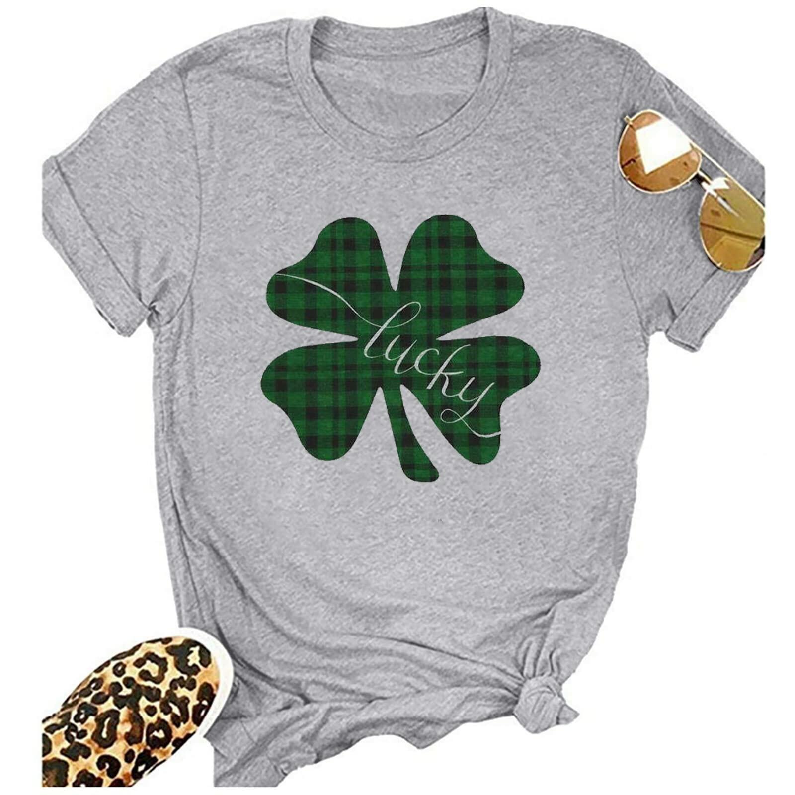 St Pattys Day Shirt Women Lucky Clover Funny St Patrick's Tee Size M