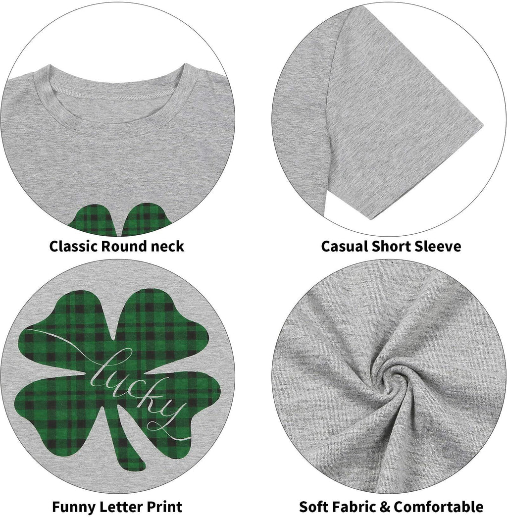 St Pattys Day Shirt Women Lucky Clover Funny St Patrick's Tee Size M