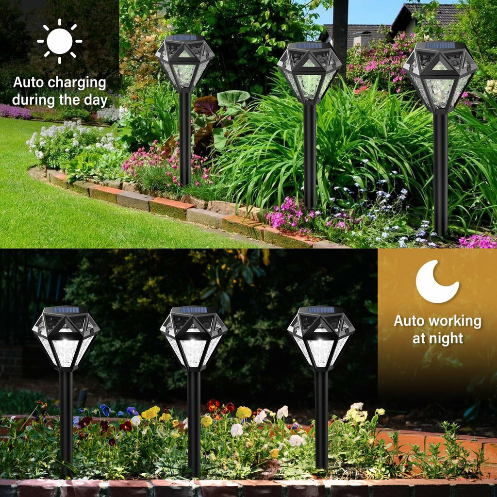Ouddy Decor Solar Outdoor Waterproof LED Garden Lights Cool White 4 Pack