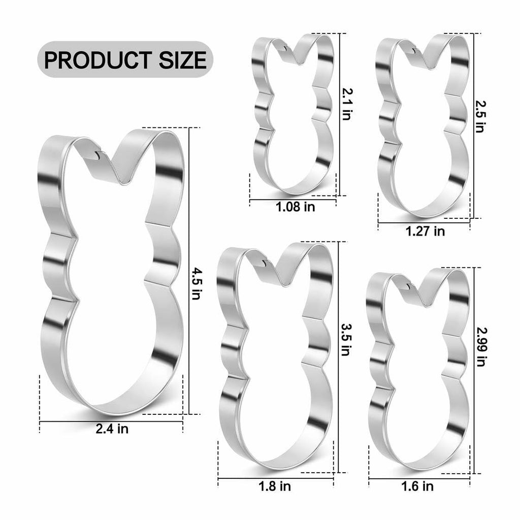 Easter Bunny Cookie Cutter Set Stainless Steel 5 Pieces Holiday Party