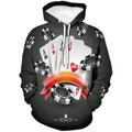 Cerbukt Men's 3D Novelty Hoodie Poker Cards Spread Chips Size 2XL