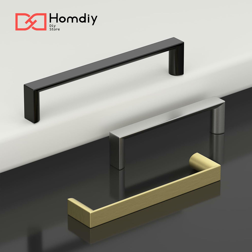 homdiy 5Pack 6.25in Matte Black Cabinet Handles 160mm Hole Centers