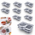 VOUKEN Double Compartment Snack Containers with Lids Transparent 10PCS