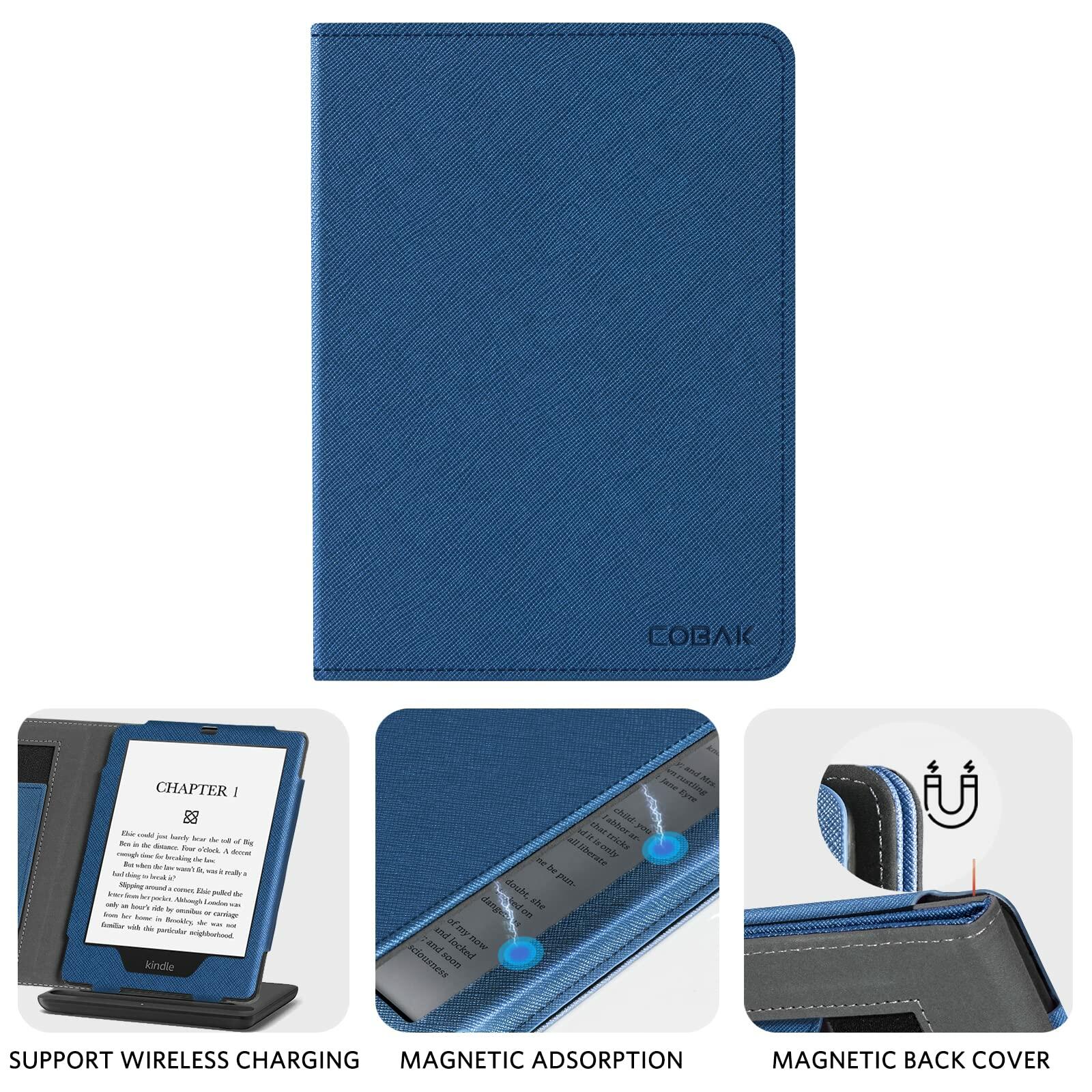 CoBak Kindle Paperwhite 11th Gen 6.8" PU Leather Case Stand Black
