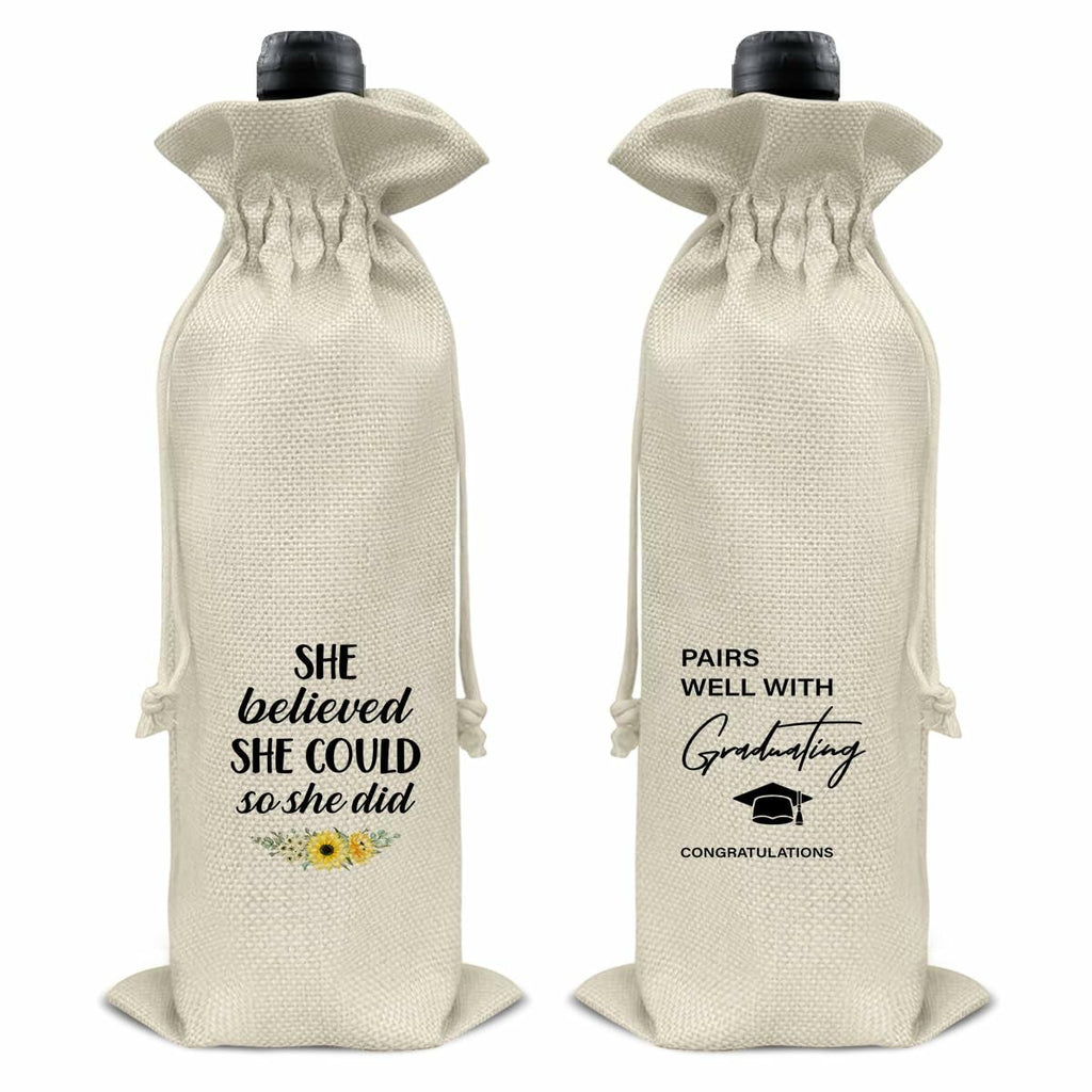 Graduation Wine Gift Bags for Women Daughter Sister Granddaughter 2 Pcs