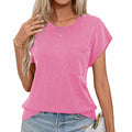 levaca Womens Ribbed Cap Sleeve Crewneck Tee Black Size L