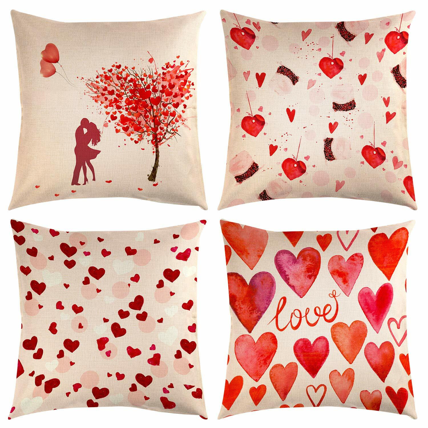 TUPARKA Valentine's Day Throw Pillow Covers 18x18 Inch 4 Pack