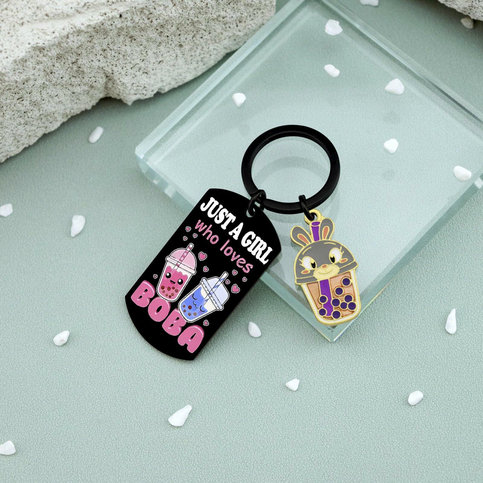 Crizaor Boba Tea Keychain Ornament Just a Girl Who Loves Boba 5"