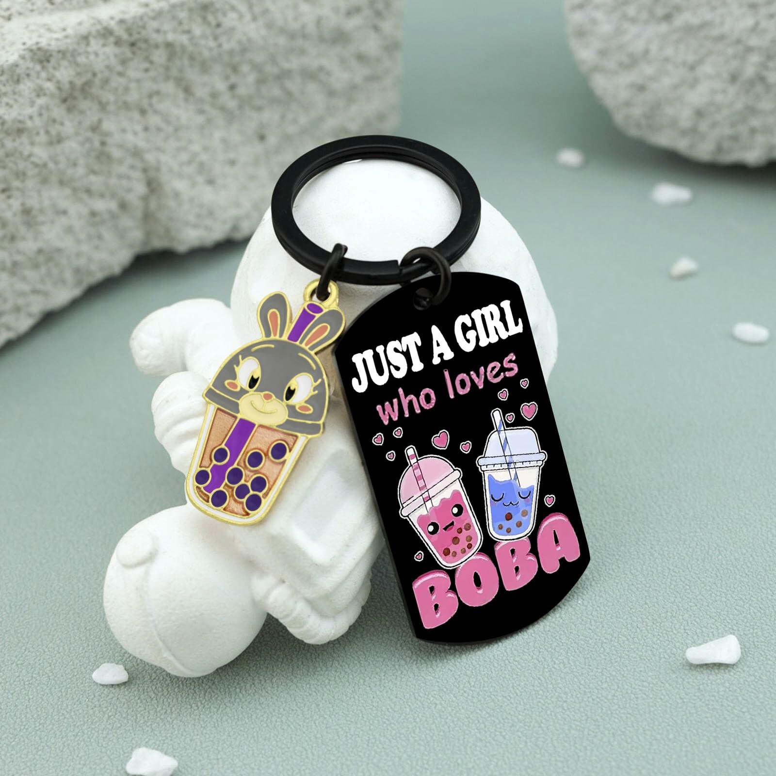 Crizaor Boba Tea Keychain Ornament Just a Girl Who Loves Boba 5"