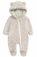 Baby Hooded Fleece Jumpsuit Snowsuit Bear Ears Warm 6-9 Months