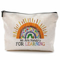 QGFM Teacher Makeup Bag Rainbow Cosmetic Purse Multicolor Travel Pouch