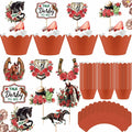 Kosiz 100 Pcs Horse Derby Cupcake Toppers Racing Party Supplies Kit