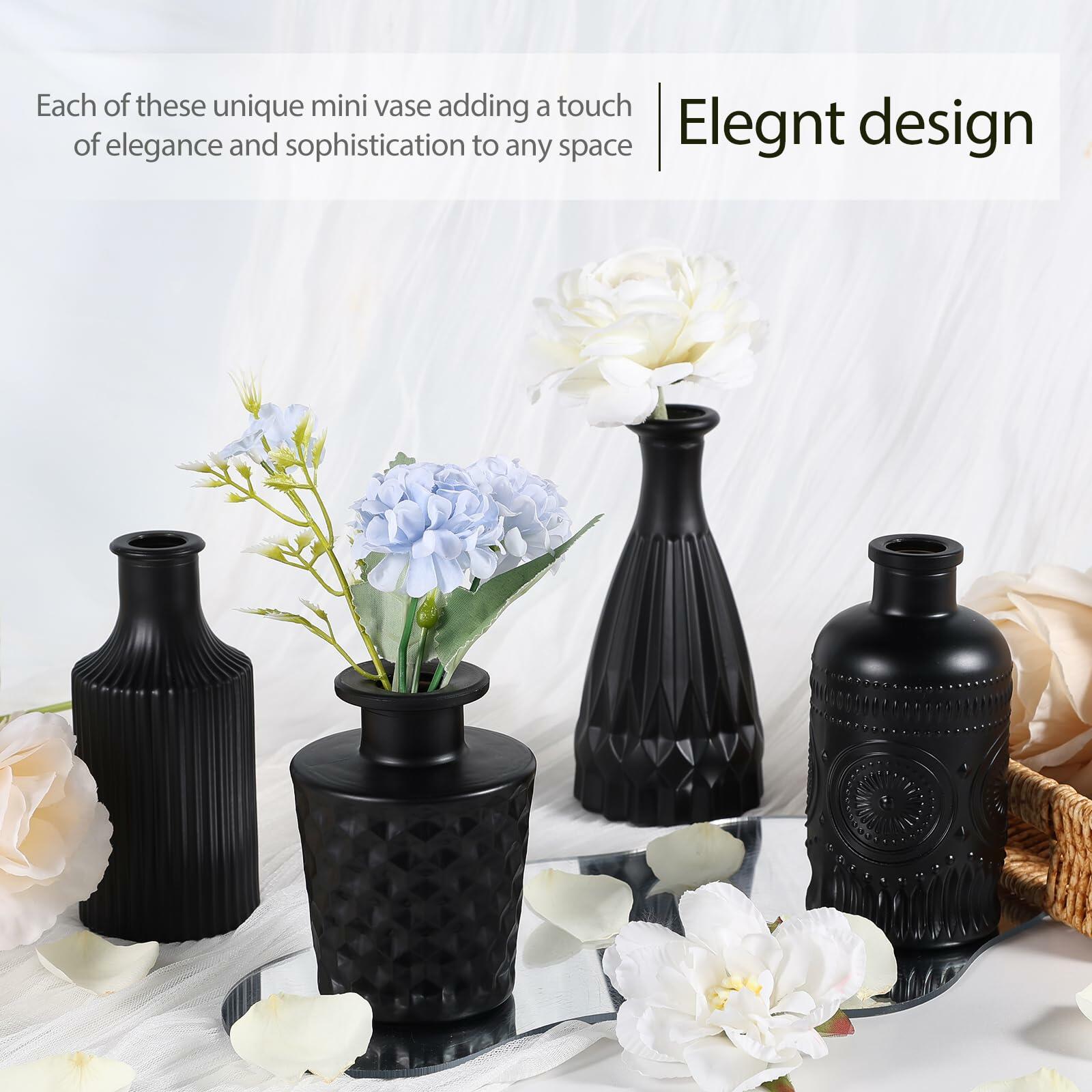 TBWIND Glass Bud Vase Set of 5 Small Amber Mini Vintage Flower Vases