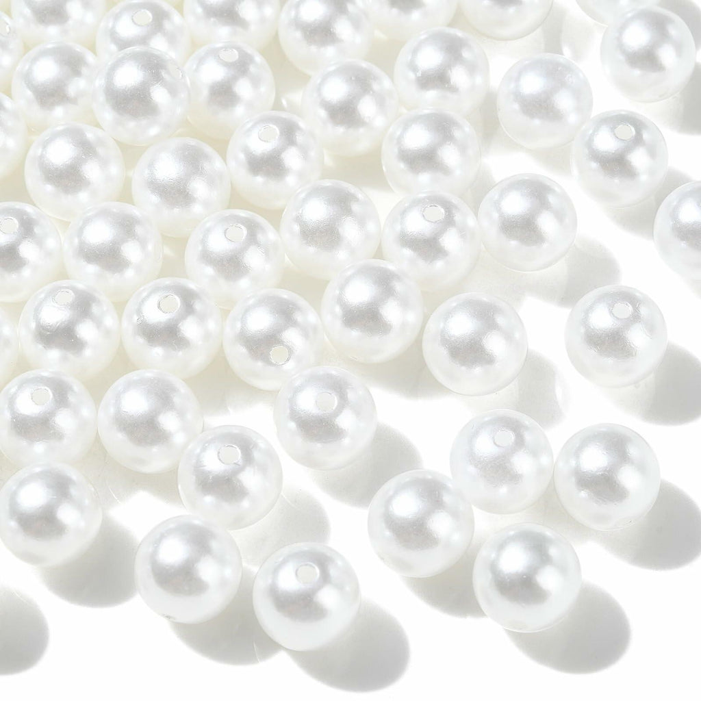 DanLingJewelry 1000pcs 10mm White Plastic Pearl Round Loose Beads