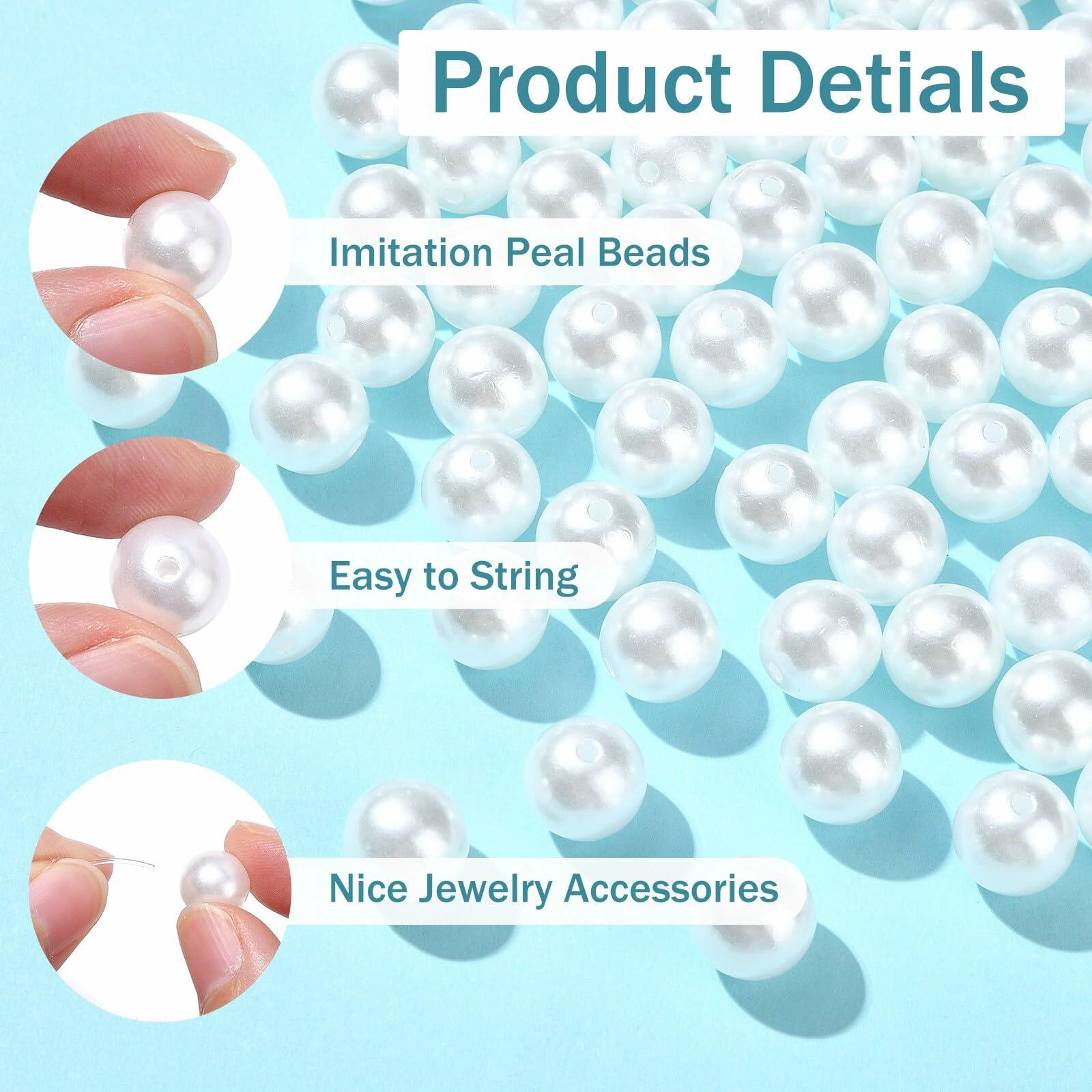 DanLingJewelry 1000pcs 10mm White Plastic Pearl Round Loose Beads
