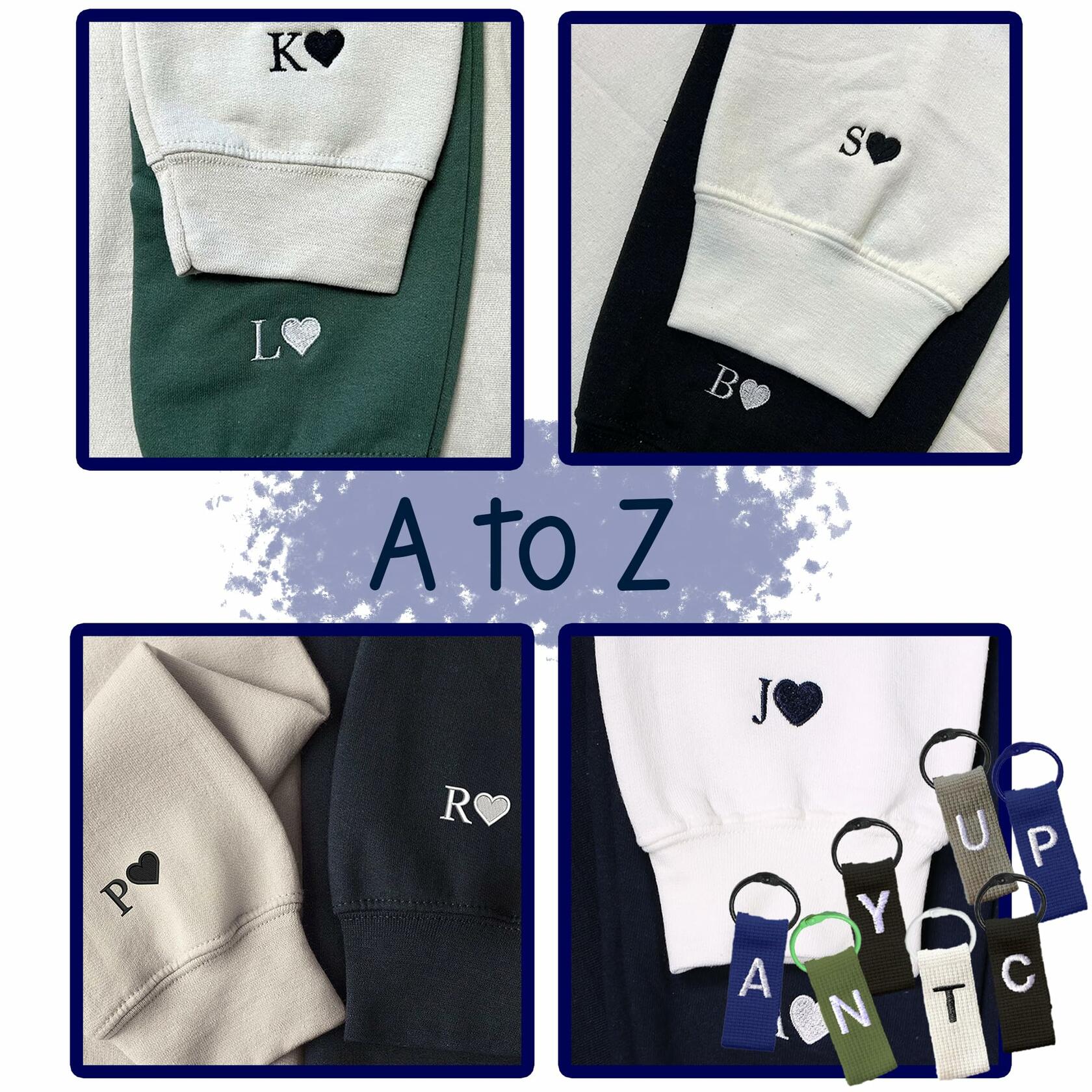 GODMERCH Custom Embroidered Heart Sweatshirt Personalized Initial Black Size S