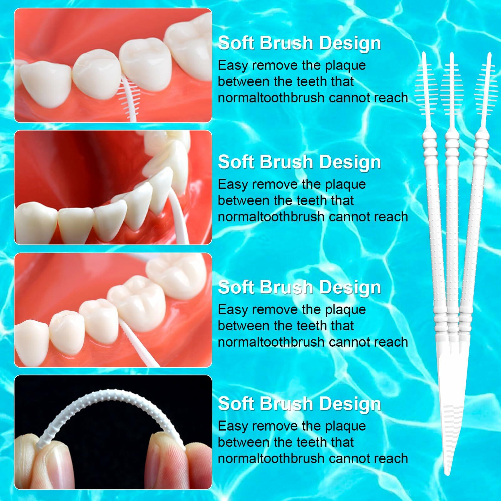 Fawnmum Toothpick Brush Two-in-One Soft Bristle Dental Floss Picks 3 Count