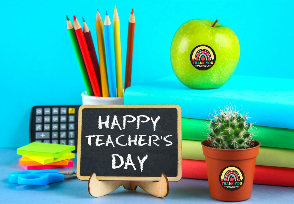 FLYAB Thank You Teacher Stickers 1.5" Apple Labels 36Pcs Gift Tags