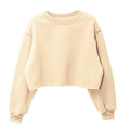 Amazhiyu Women Cropped Sweatshirt Long Sleeve Fleece Pullover Cornsilk Size L
