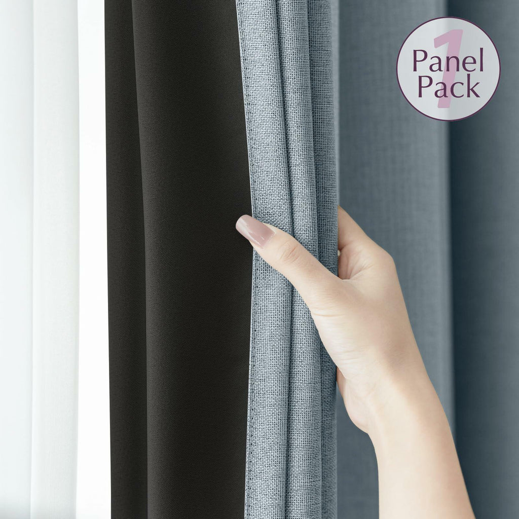 jinchan Blackout Thermal Insulated Faux Linen Curtain 90in Greige 1 Panel