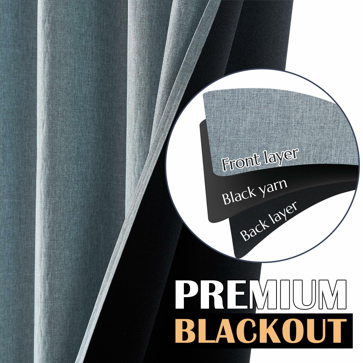 jinchan Blackout Thermal Insulated Faux Linen Curtain 90in Greige 1 Panel